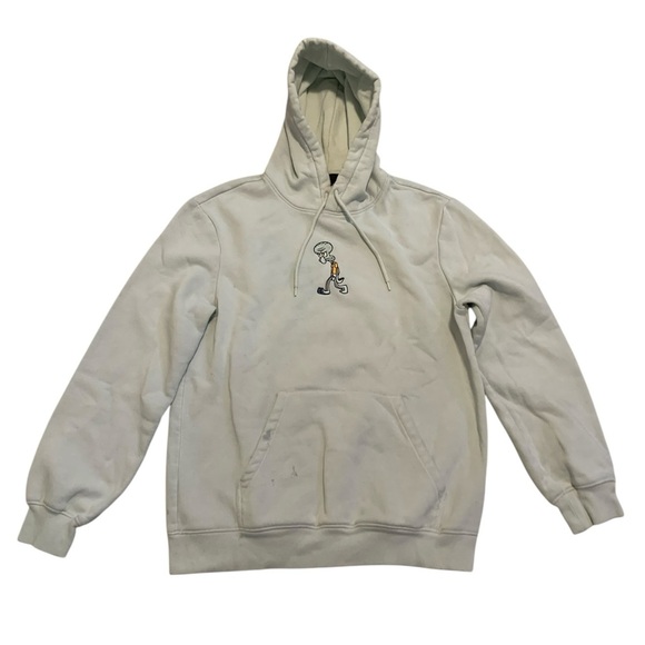 💜 H&M SpongeBob Squidward Embroidered Hoodie Regular Fit Light Mint Green Small - Picture 1 of 7